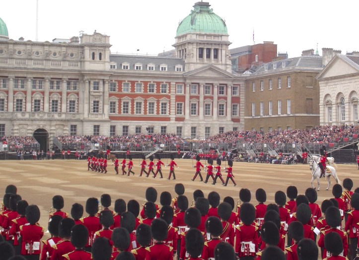 Officers move to their respective positions. The view among the ranks, that ‘officers can’t march’, is perhaps given a little credence here as one end of the line seems to be out of step with the other.