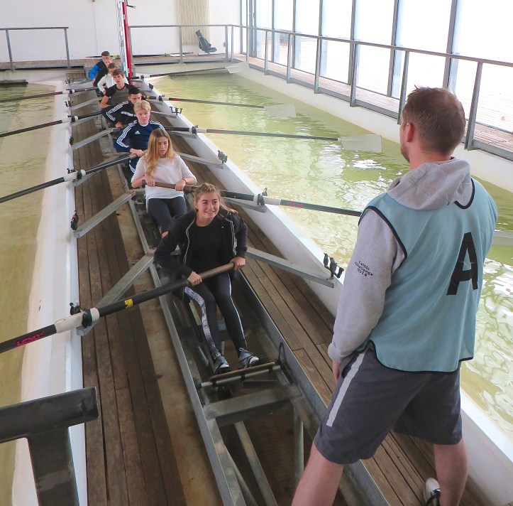 The eight person rowing and sculling tank at Royal Docks Adventure