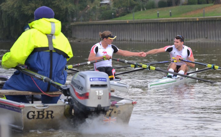 Leander clubmates Kirkwood and Christie at the finish.