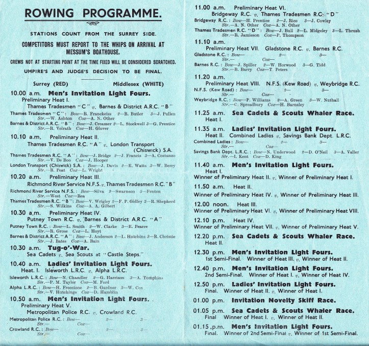 The rowing programme’s inside pages (click to enlarge).