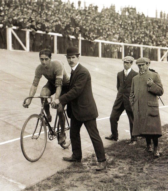 A wonderful photograph of Charles Bartlett, Great Britain, 1908 Olympic gold medallist in the Cycling 100 km track event. Photo: Pinterest.