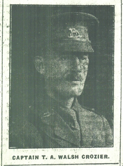 CAPTAIN T. A. WALSH CROZIER, QUEEN’S (R. W. SURREY) REGIMENT – died 23 March 1918.