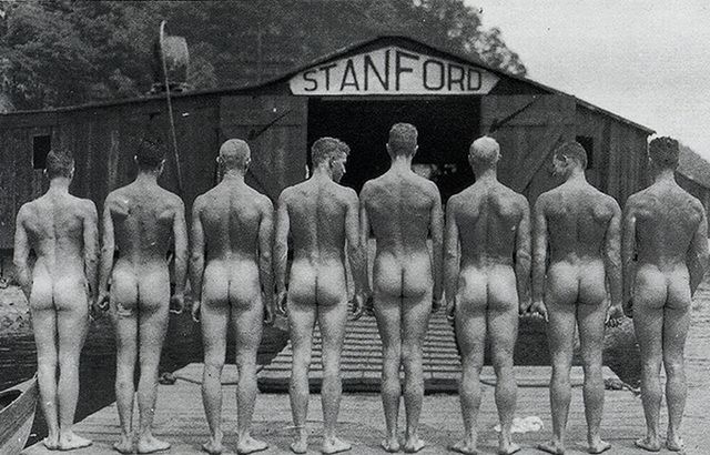 This picture of a Stanford University, California, crew is perhaps from the early 1900s. It makes its way around the internet – but nobody is sure what it is all about. A fundraising calendar perhaps?