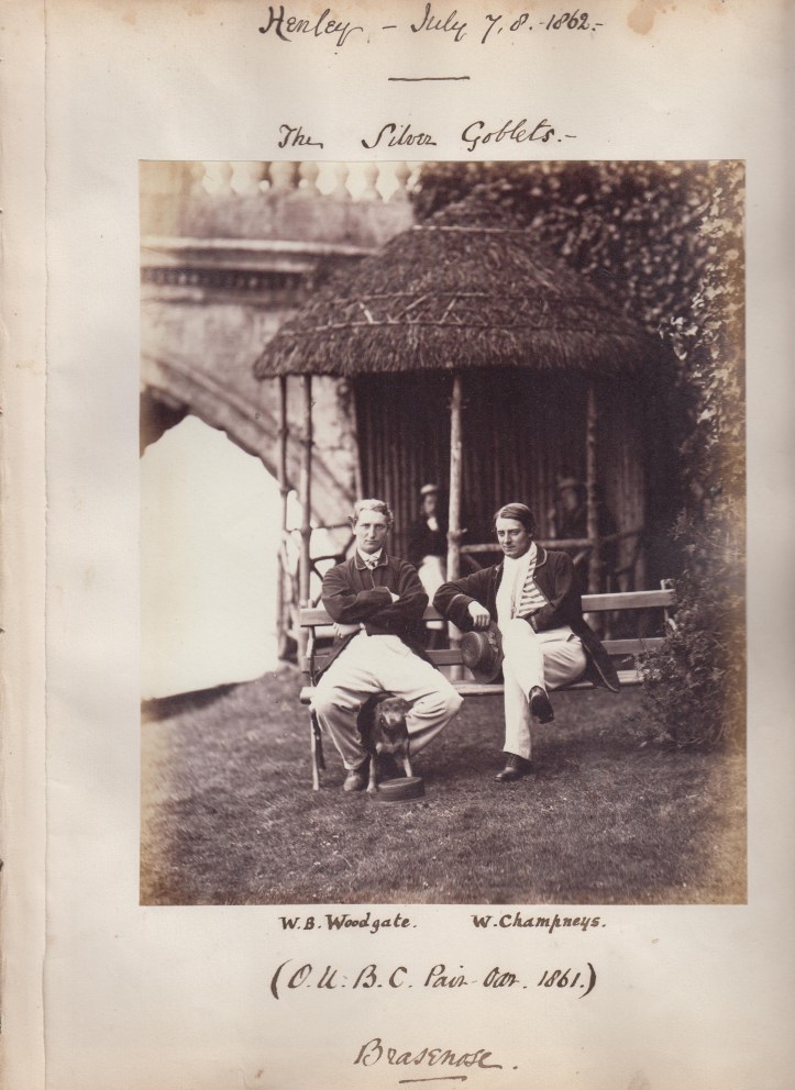Woodgate and Champneys, winners of the Silver Goblets at Henley Royal Regatta in 1862. Photo and annotations taken from Robert Shepherd’s photo album.