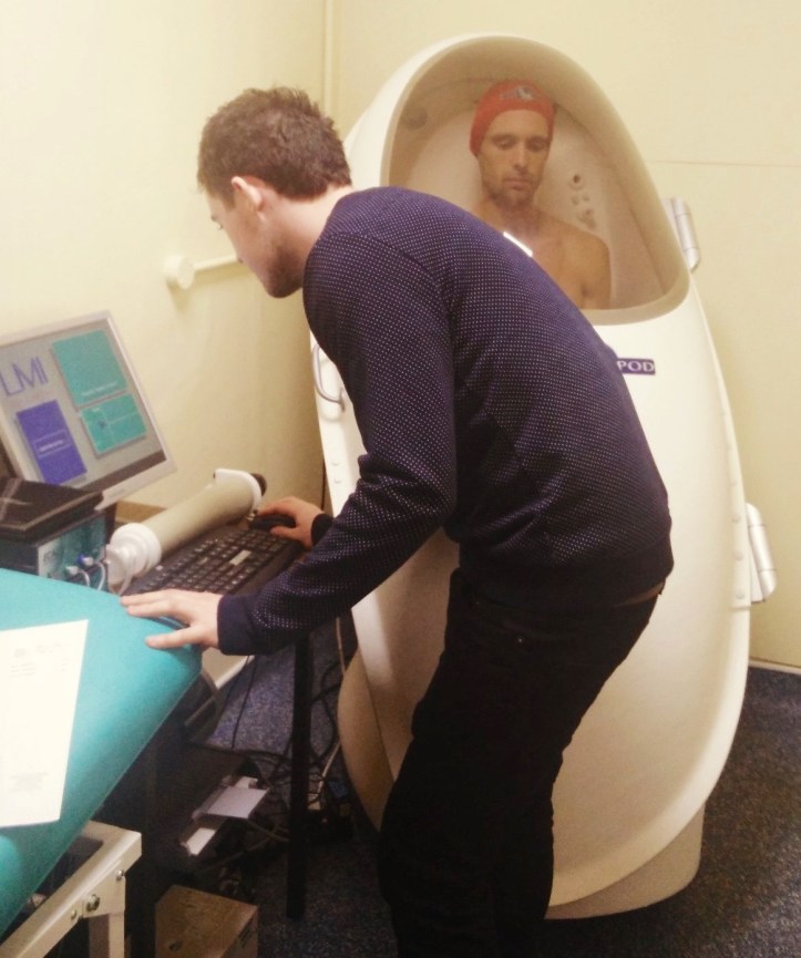Science: Body composition analysis of an Oxford University rower using the BodPod. Picture: @OBU_Nutrition