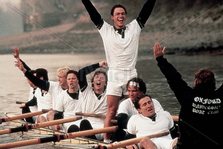 From the 1996 film “True Blue”, showing Oxford’s crew after winning the 1987 Boat Race. Standing up in the boat is Donald Macdonald, played by actor Dominic West.